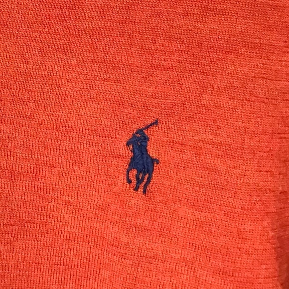 Polo Ralph Lauren Wool V-Neck Sweater Pullover Orange Lightweight Custom Fit XL - Picture 4 of 10
